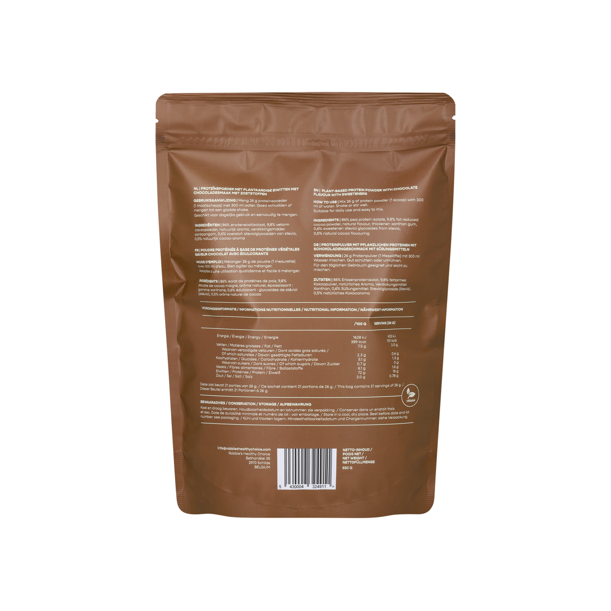 vegan & glutenvrije chocolade proteine